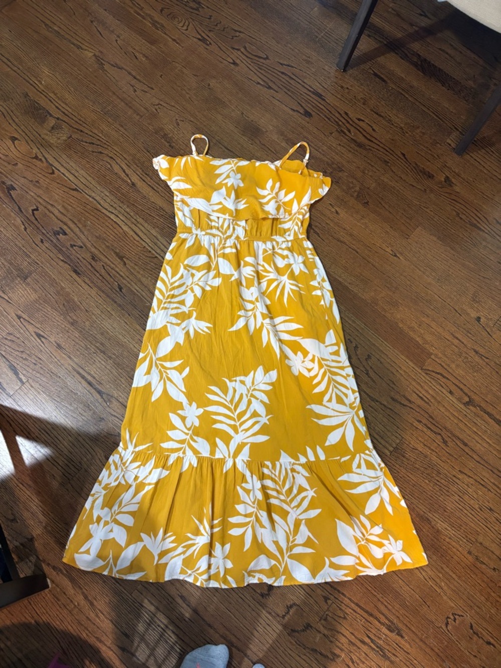 Old Navy Mustard Yellow and White Floral Maxi Dress